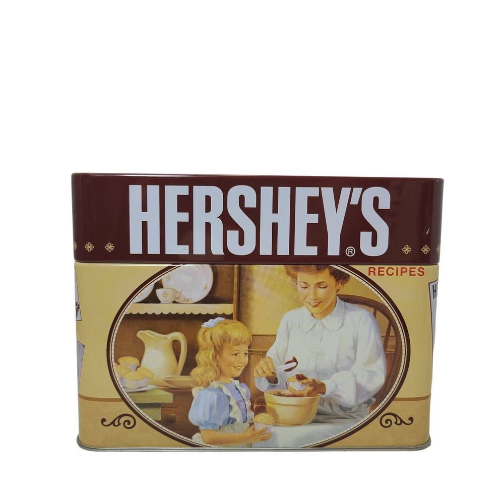 Hershey's Recipe Tin Box All Laminated Original Recipes Tabs & Conversion Chart